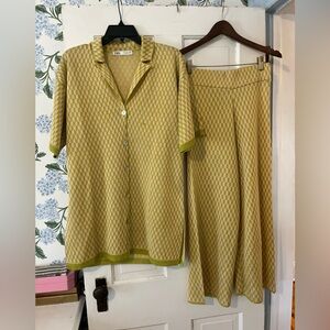 Zara blush and Green Geometric Knit Set